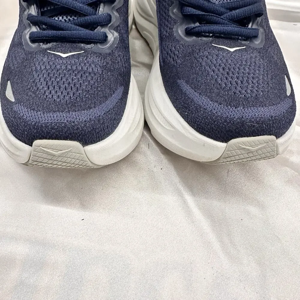HOKA One One Bondi 9 Varsity Navy White Men's 8.5 D Running Shoes Blue GUC READ